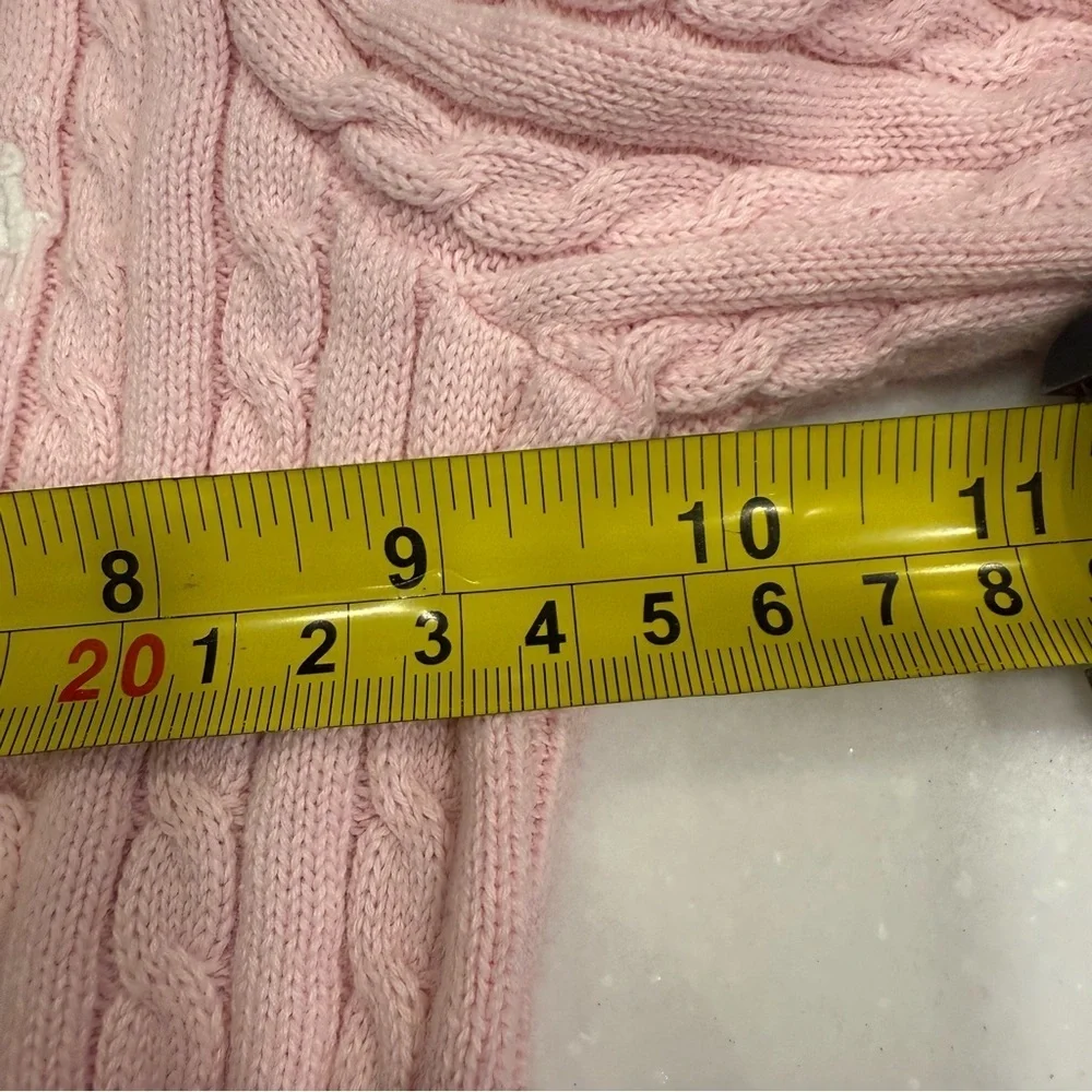 Ralph Lauren Baby Girl 2 PCS Set Pink Cable Knit Cardigan & Polo Onsie Sz 3 Mo